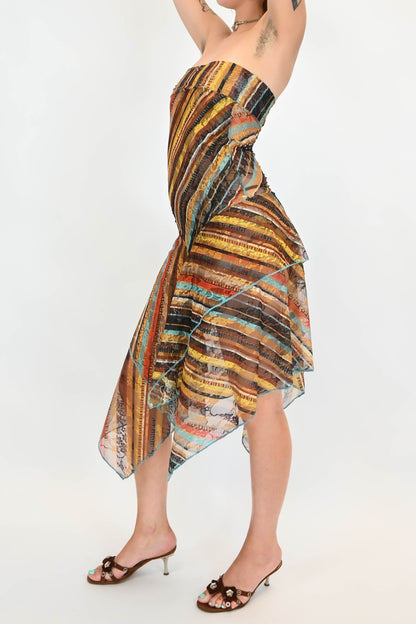 Robe longue à rayure